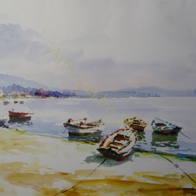 Marina con Barcas en playa 70x49
