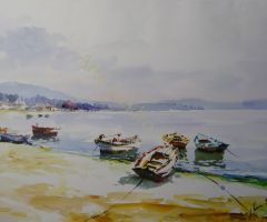 Marina con Barcas en playa 70x49 Marina con Barcas en playa 70x49